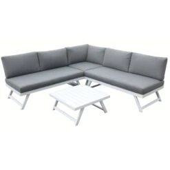 Kimmie White Aluminium Corner Sofa With Adjustable Head Rest -Garden Furniture Sales kimmie white aluminium corner sofa with adjustable head rest p78601 172967 zoom