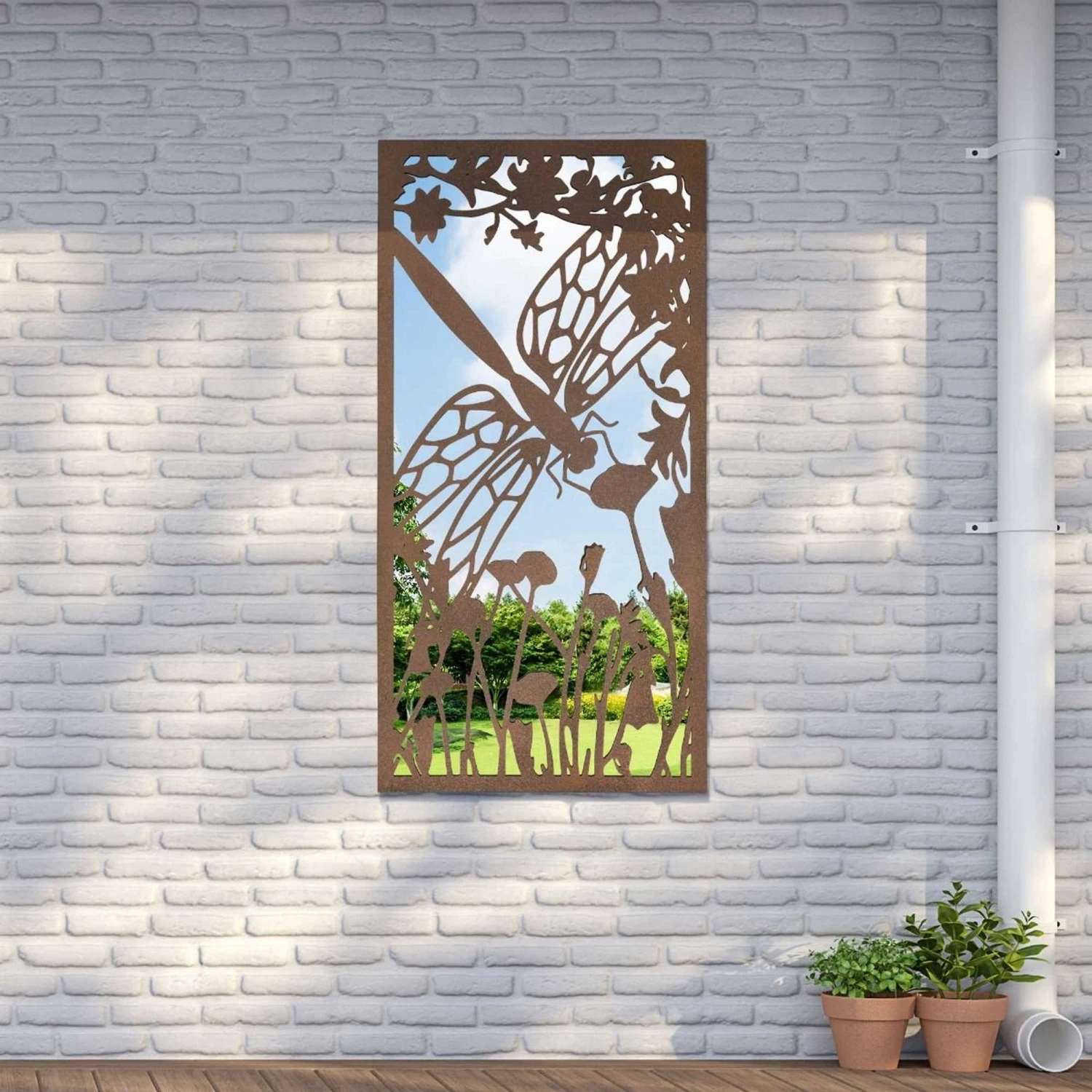 Kirkby Bronze Metal Dragonfly Silhouette Garden Mirror - 118x58cm 2 Kirkby Bronze Metal Dragonfly Silhouette Garden Mirror - 118x58cm - Image 2