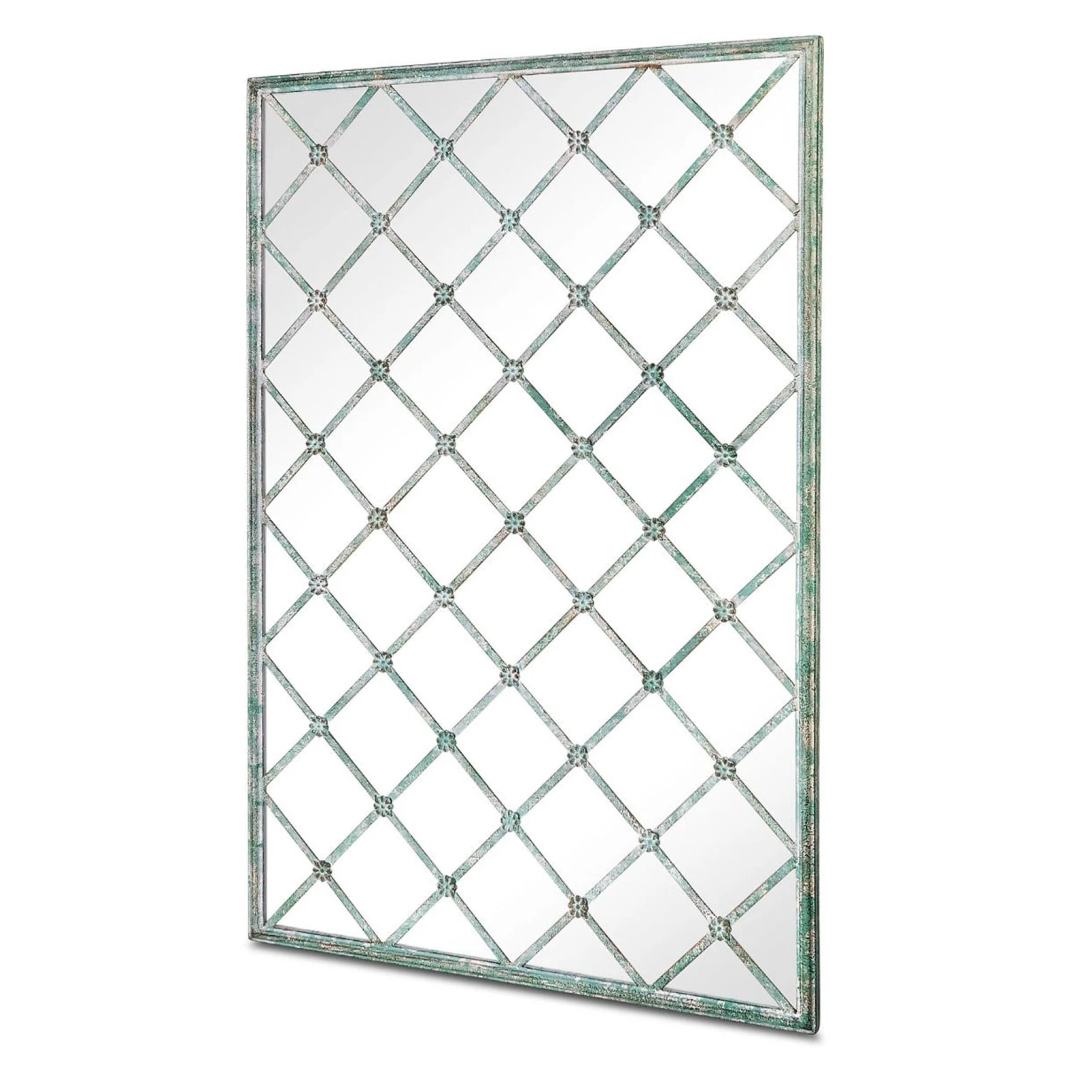 Kirkby Decorative Green Window Lattice Garden Mirror 2 Kirkby Decorative Green Window Lattice Garden Mirror - Image 2