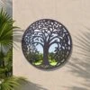 Kirkby Decorative Round Silver Tree Garden Mirror