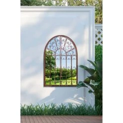 Kirkby Metal Arch Decorative Window Opening Garden Mirror