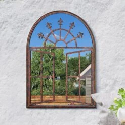 Kirkby Metal Arch Shaped Decorative Church Effect Garden Mirror