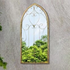 Kirkby Metal Arch Shaped Decorative Window Garden Mirror