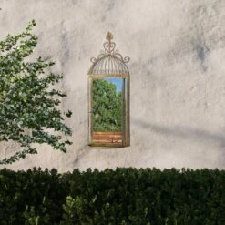 Kirkby Metal Bird Cage Green Garden Mirror