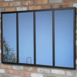 Large Black Framed Divided Mirror