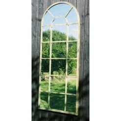 Large Green And Cream Rustic Multi Panel Design Garden Mirror