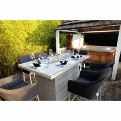 Light Grey Curved Back Outdoor Bar Stool