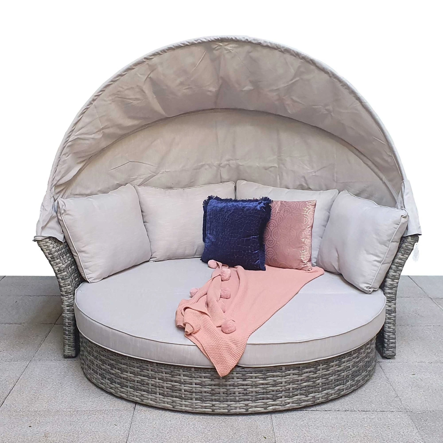 Lily Grey Rattan Round Day Bed 1 Lily Grey Rattan Round Day Bed