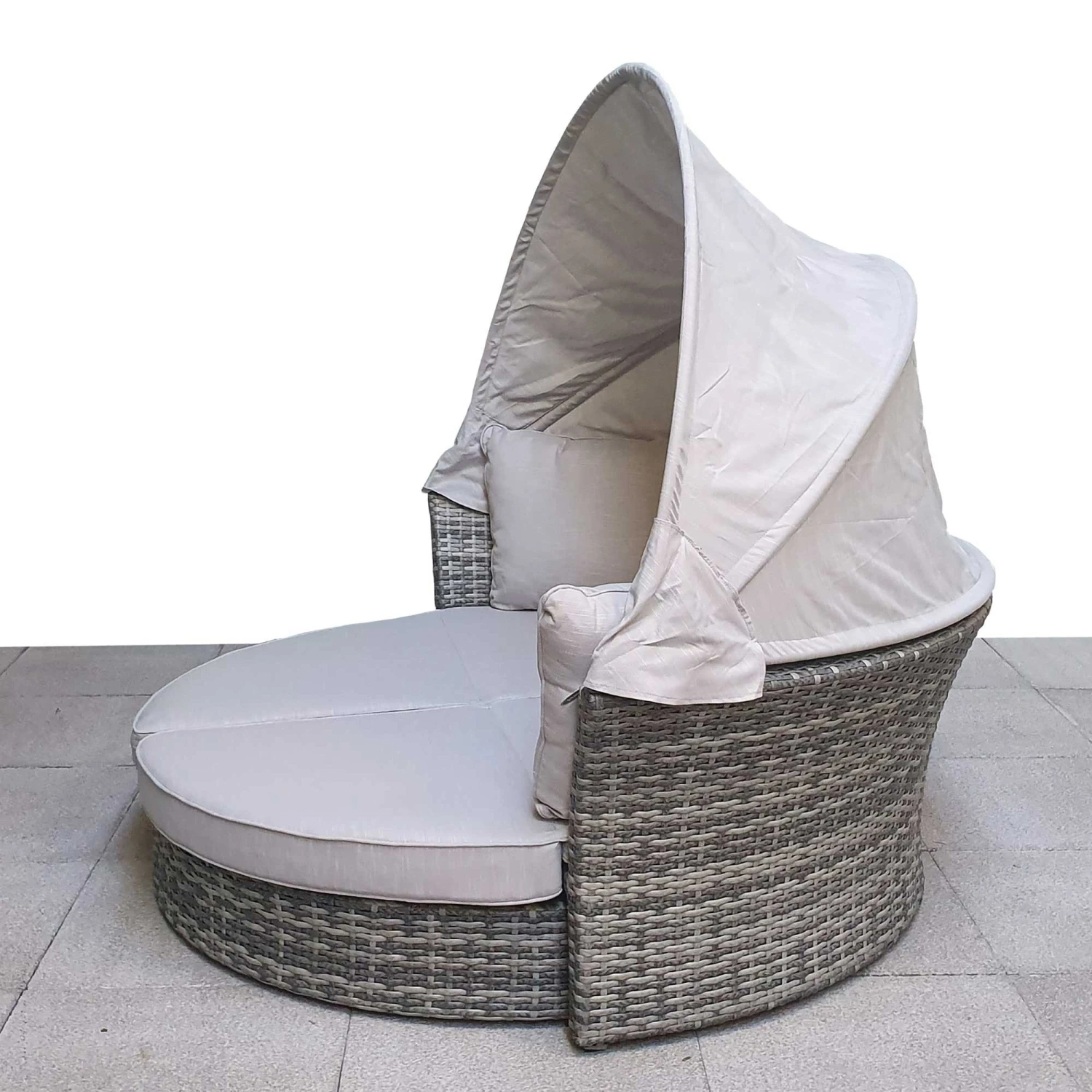 Lily Grey Rattan Round Day Bed 5 Lily Grey Rattan Round Day Bed - Image 5
