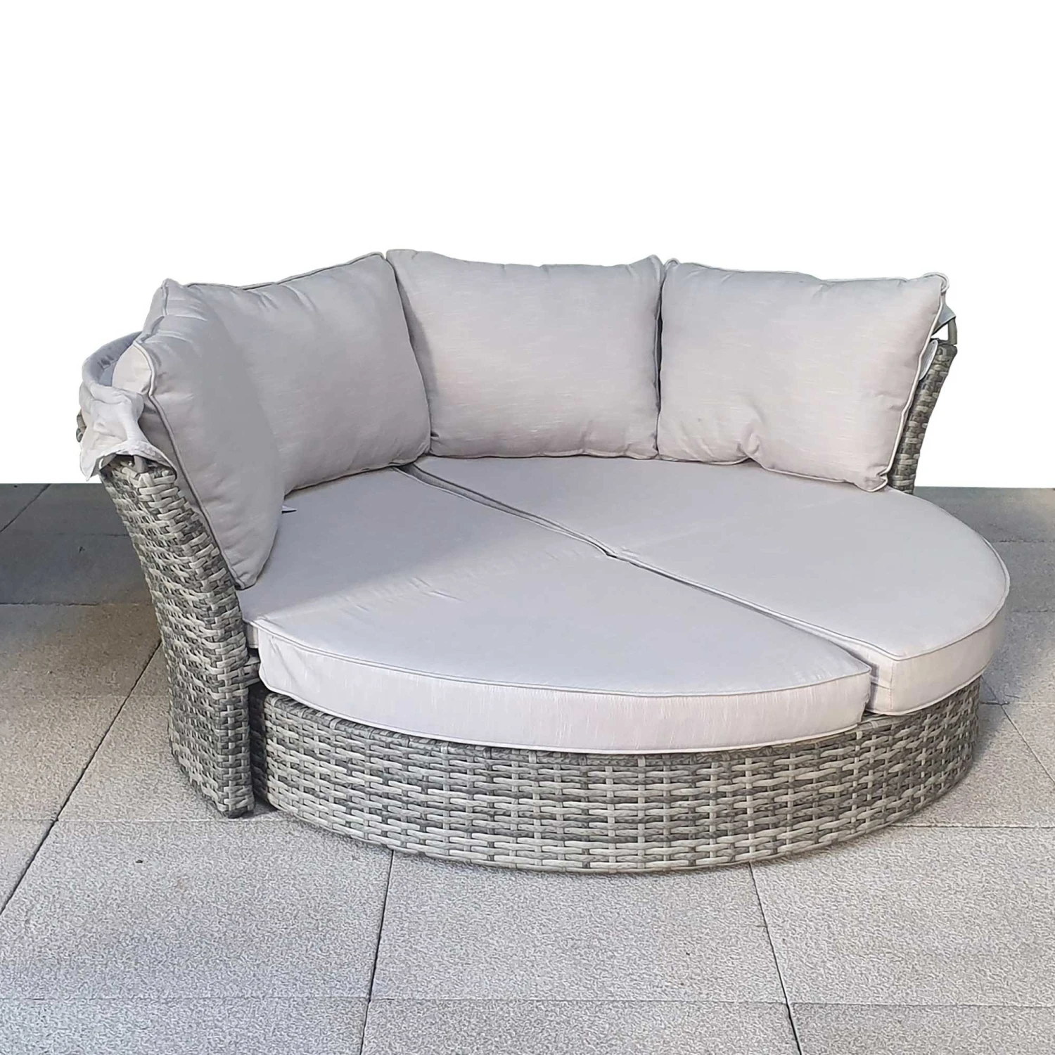 Lily Grey Rattan Round Day Bed 6 Lily Grey Rattan Round Day Bed - Image 6