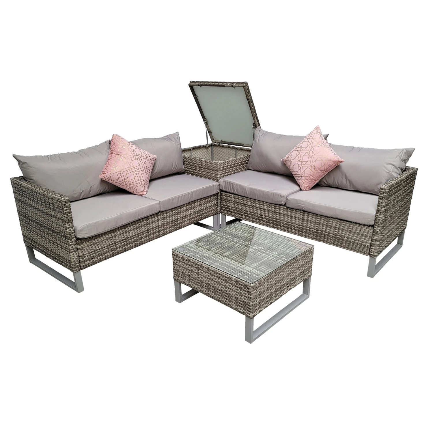 Lucy Light Grey Rattan Corner Sofa Set 2 Lucy Light Grey Rattan Corner Sofa Set - Image 2