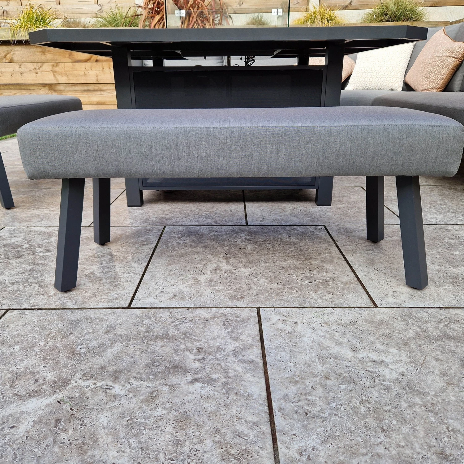 Luna Grey L Shaped Sofa 2 With Ottomans And Gas Fire Pit Table 8 Luna Grey L Shaped Sofa 2 With Ottomans And Gas Fire Pit Table - Image 8