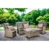 Meghan Cream Grey Rattan 4 Seater Sofa Set With Supper Table
