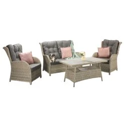Meghan Cream Grey Rattan 4 Seater Sofa Set With Supper Table -Garden Furniture Sales meghan cream grey rattan 4 seater sofa set with supper table p78491 134620 zoom