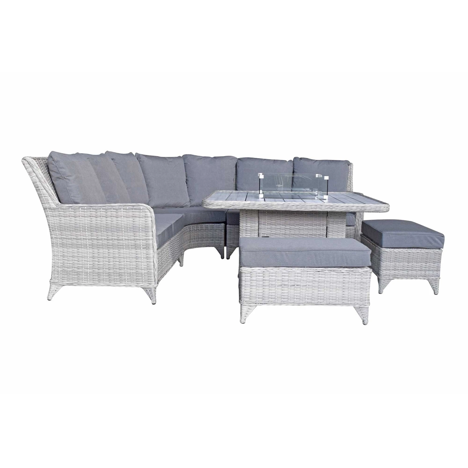 Meghan Cream Grey Rattan Corner Sofa Dining Set With Firepit Table 4 Meghan Cream Grey Rattan Corner Sofa Dining Set With Firepit Table - Image 4
