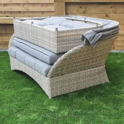 Meghan Cream Grey Rattan Day Bed With Grey Canopy Hood -Garden Furniture Sales meghan cream grey rattan day bed with grey canopy hood p78494 134951 zoom
