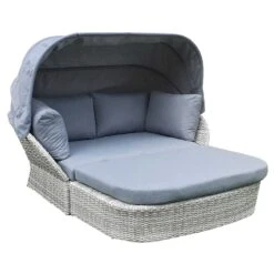 Meghan Cream Grey Rattan Day Bed With Grey Canopy Hood -Garden Furniture Sales meghan cream grey rattan day bed with grey canopy hood p78494 134954 zoom