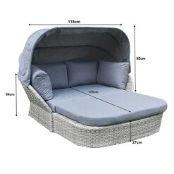 Meghan Cream Grey Rattan Day Bed With Grey Canopy Hood -Garden Furniture Sales meghan cream grey rattan day bed with grey canopy hood p78494 134955 zoom