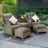 Meghan Cream Grey Rattan Reclining Lounge Set
