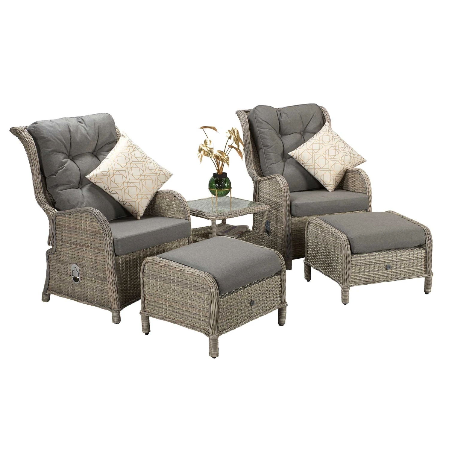 Meghan Cream Grey Rattan Reclining Lounge Set 7 Meghan Cream Grey Rattan Reclining Lounge Set - Image 7