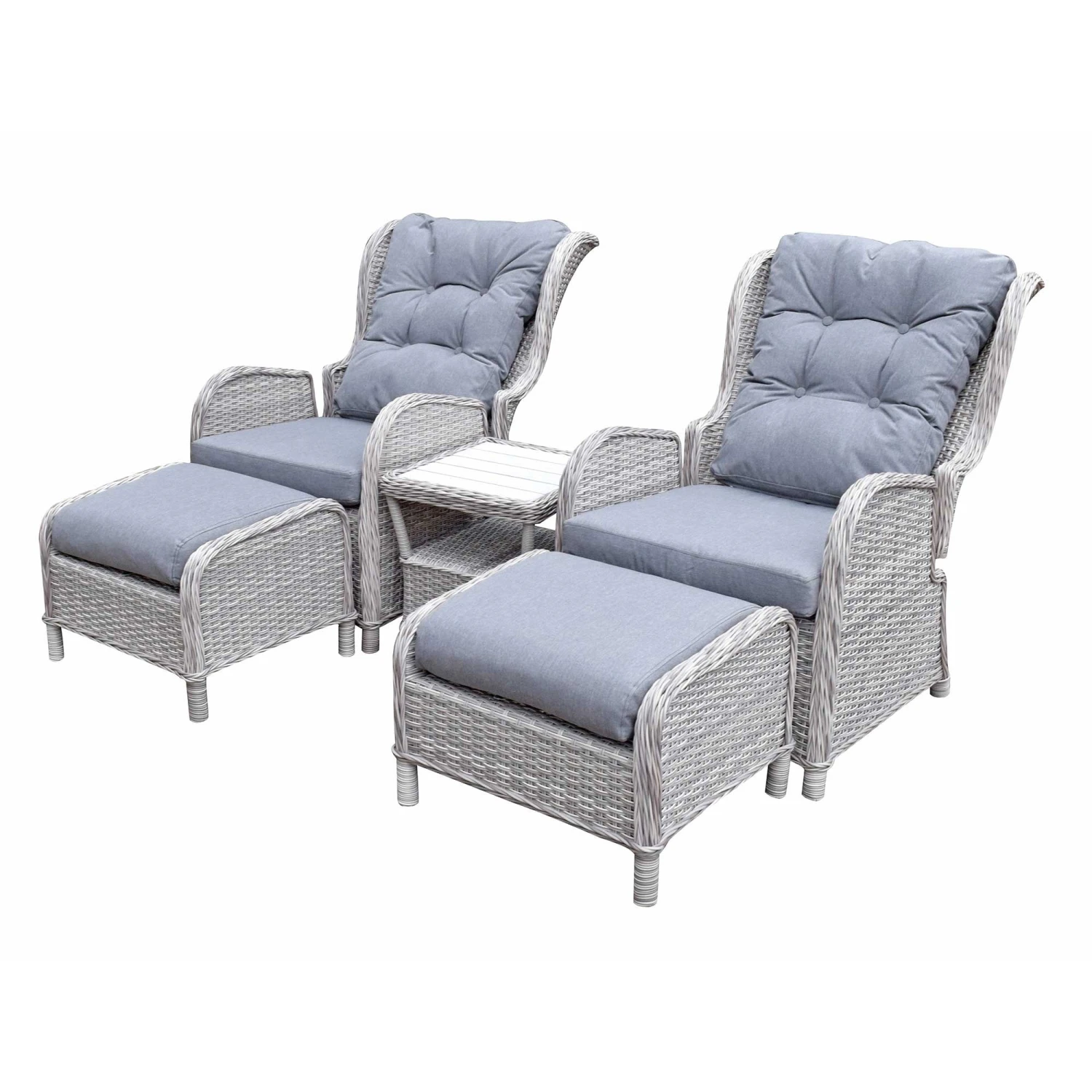 Meghan Cream Grey Rattan Reclining Lounge Set 8 Meghan Cream Grey Rattan Reclining Lounge Set - Image 8