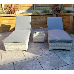 Meghan Grey Pair Of Sunloungers With Drinks Table -Garden Furniture Sales meghan grey pair of sunloungers with drinks table p83639 173110 zoom