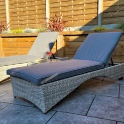 Meghan Grey Pair Of Sunloungers With Drinks Table -Garden Furniture Sales meghan grey pair of sunloungers with drinks table p83639 173112 zoom