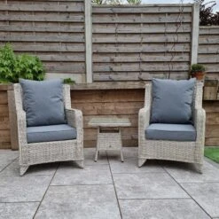 Meghan Grey Rattan 2 Chair And Table Set