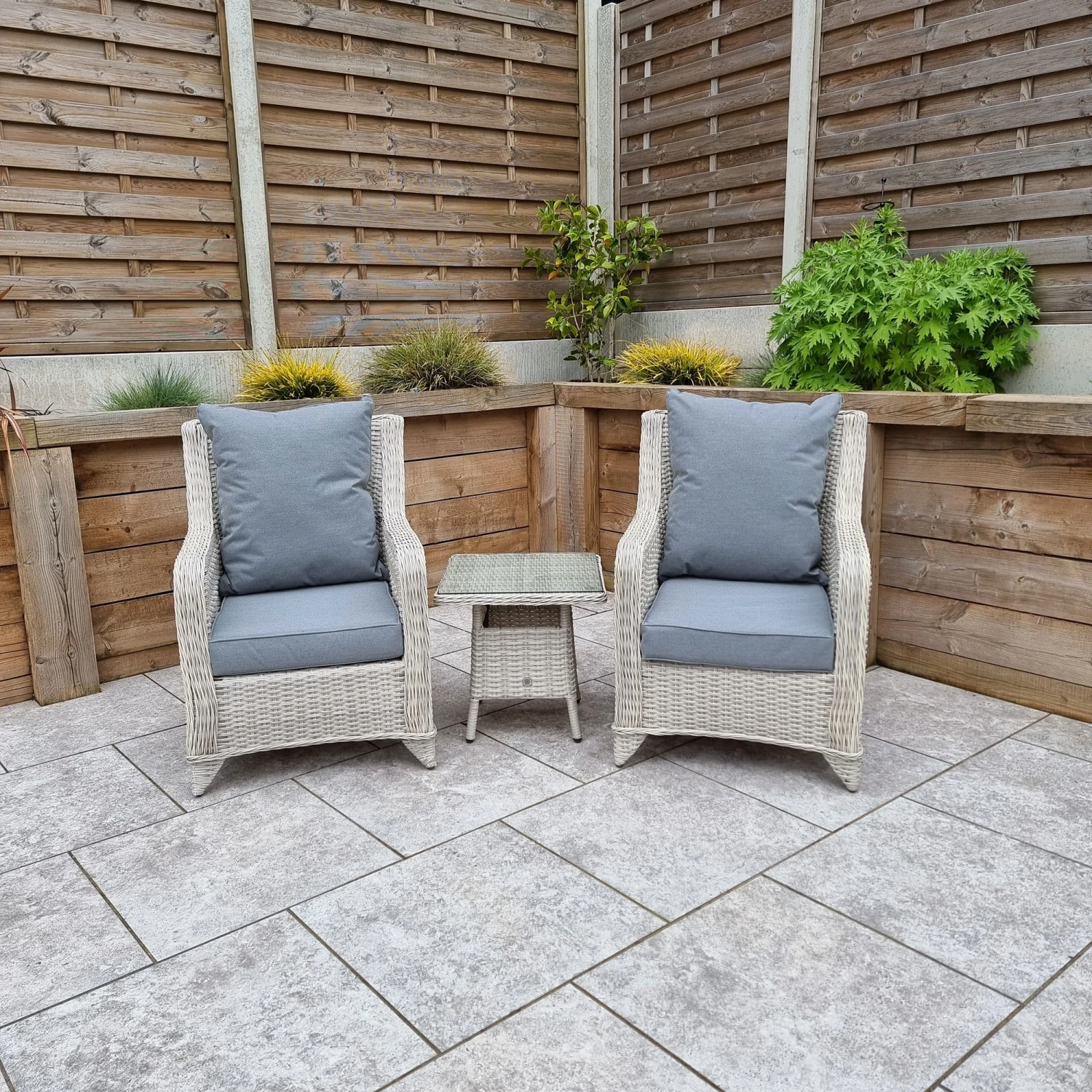 Meghan Grey Rattan 2 Chair And Table Set 2 Meghan Grey Rattan 2 Chair And Table Set - Image 2