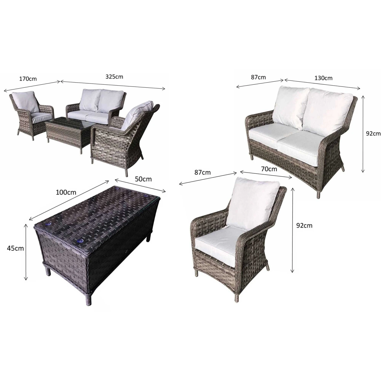 Mia Multi Grey Rattan 4 Seater Sofa Set 3 Mia Multi Grey Rattan 4 Seater Sofa Set - Image 3