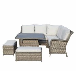 Mia Multi Grey Rattan Corner Sofa Dining Set With Lift Table -Garden Furniture Sales mia multi grey rattan corner sofa dining set with lift table p78497 134714 zoom