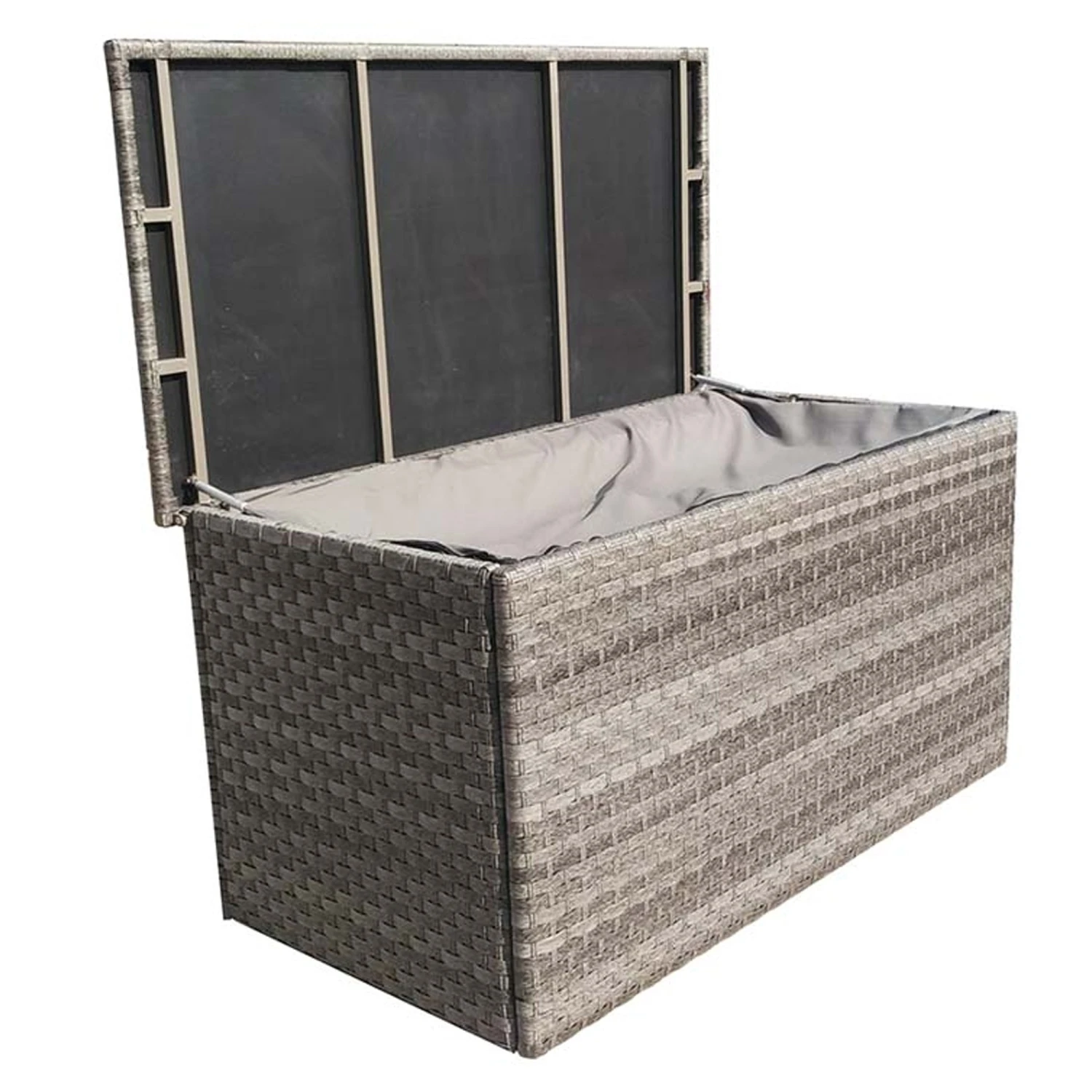 Multi Grey Rattan Large Cushion Box With Zipper Liner 2 Multi Grey Rattan Large Cushion Box With Zipper Liner - Image 2