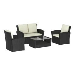 Mylor Black 4 Seater Rattan Set