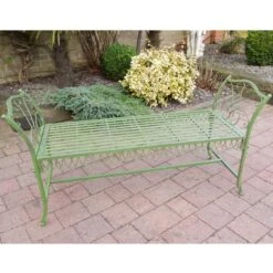 Outdoor Stool Bench In Antique Green