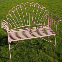 Pink Metal Outdoor Garden Bench