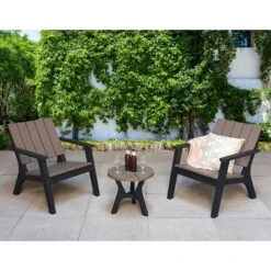 Polly Black And Grey Moulded Plastic 2 Seater Lounge Set