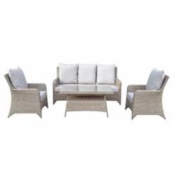 Sarah Grey Rattan 5 Seater Sofa Set With High Coffee Table