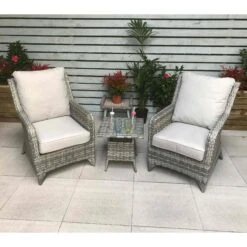 Sarah Grey Rattan High Back Lounge Set