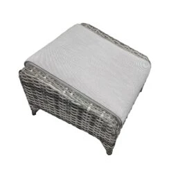 Sarah Grey Rattan Ottoman Stool