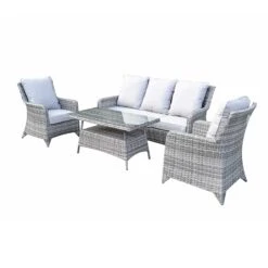 Sarah Natural Rattan 5 Seater Sofa Set With High Coffee Table