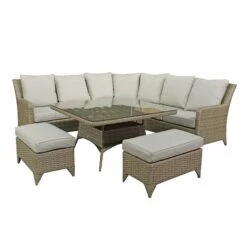 Sarah Natural Rattan Corner Sofa Dining Set -Garden Furniture Sales sarah natural rattan corner sofa dining set p78503 134780 zoom