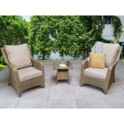 Sarah Natural Rattan High Back Lounge Set