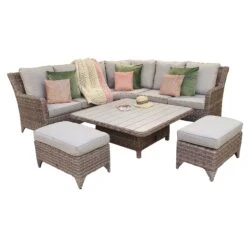 Sarah Rattan Corner Sofa Dining Set With Aluminium Top Lift Table -Garden Furniture Sales sarah rattan corner sofa dining set with aluminium top lift table p78507 134963 zoom