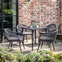 Scandi Style Charcoal 4 Seater Outdoor Dining Set
