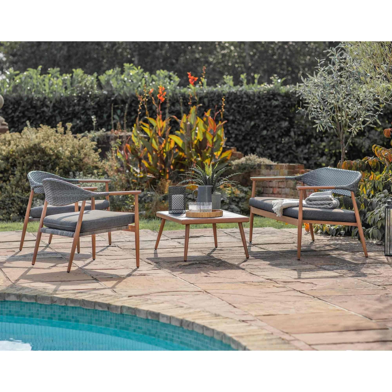 Scandi Style Wood Effect Outdoor Lounge Set 1 Scandi Style Wood Effect Outdoor Lounge Set