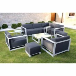 White Patterned Top Outdoor Side Table