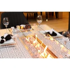 White Patterned Top Rectangular Outdoor Dining Table With Firepit -Garden Furniture Sales white patterned top rectangular outdoor dining table with firepit p76656 125066 zoom