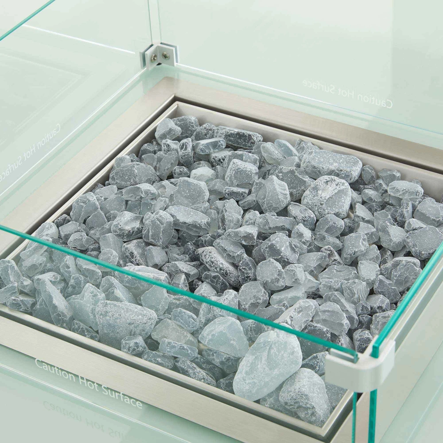 White Patterned Top Square Outdoor Dining Table With Firepit 4 White Patterned Top Square Outdoor Dining Table With Firepit - Image 4