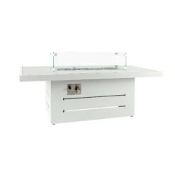 White Plain Top Outdoor Coffee Table With Firepit